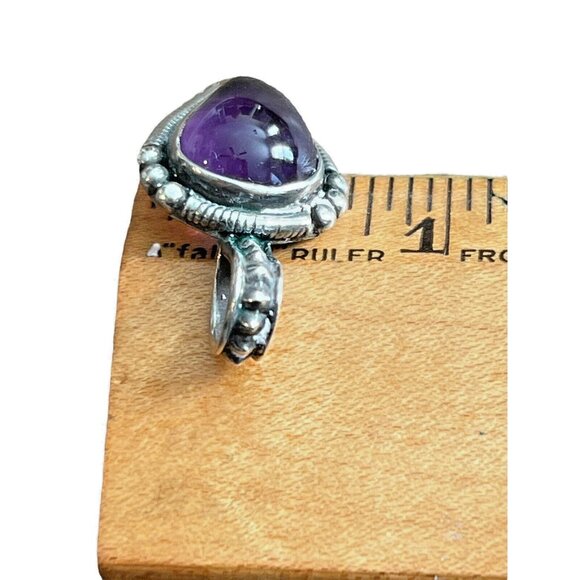 Amethyst Gemstone Sterling Silver 925 Pendant Teardrop Vintage 1990s No Chain - Picture 6 of 6